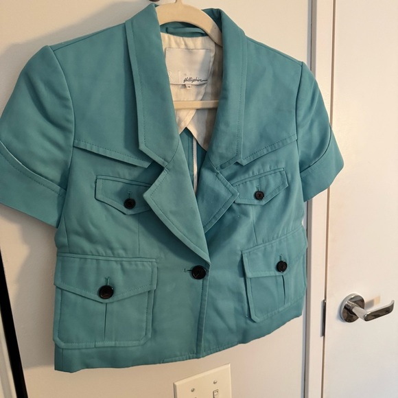 3.1 PHILLIP LIM turquoise cropped blazer jacket - Picture 2 of 2